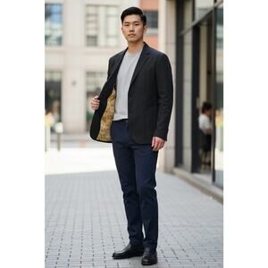 Tallia Men's Black Sport Coat Jacket 100% Wool Three Button Blazer Size 42R